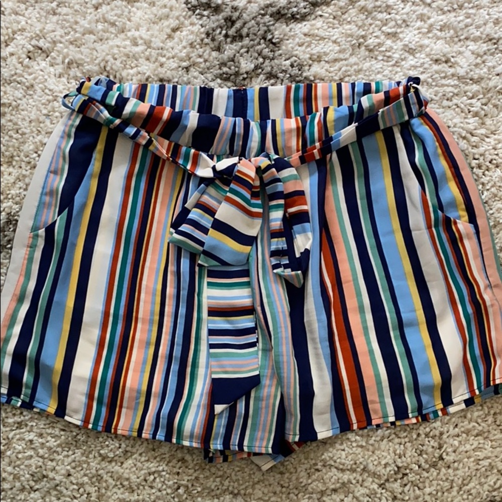 Multi-Color Rainbow Striped Lined Boutique Shorts